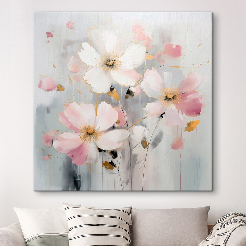 Witte bloemen met rozetinten — interieur 2