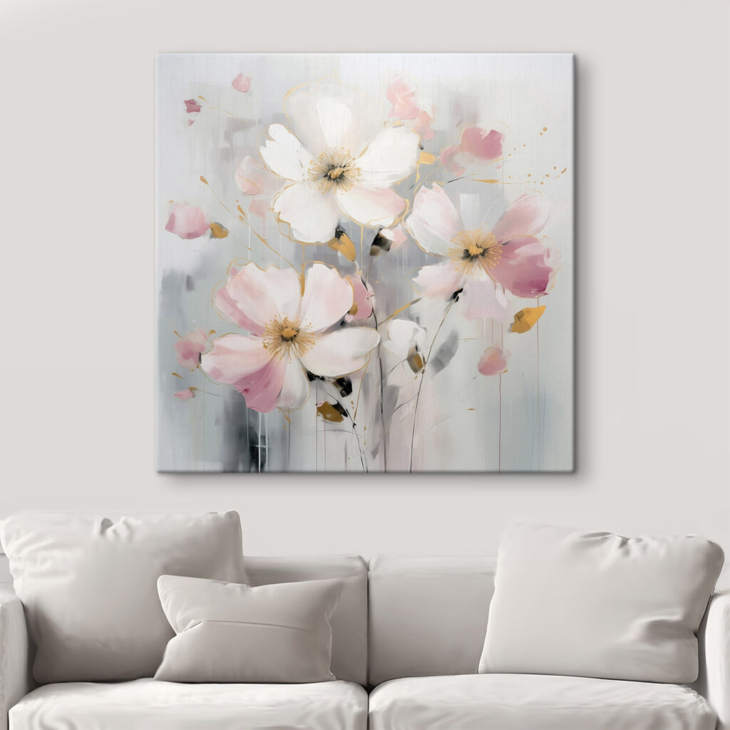 Witte bloemen met rozetinten — interieur 1