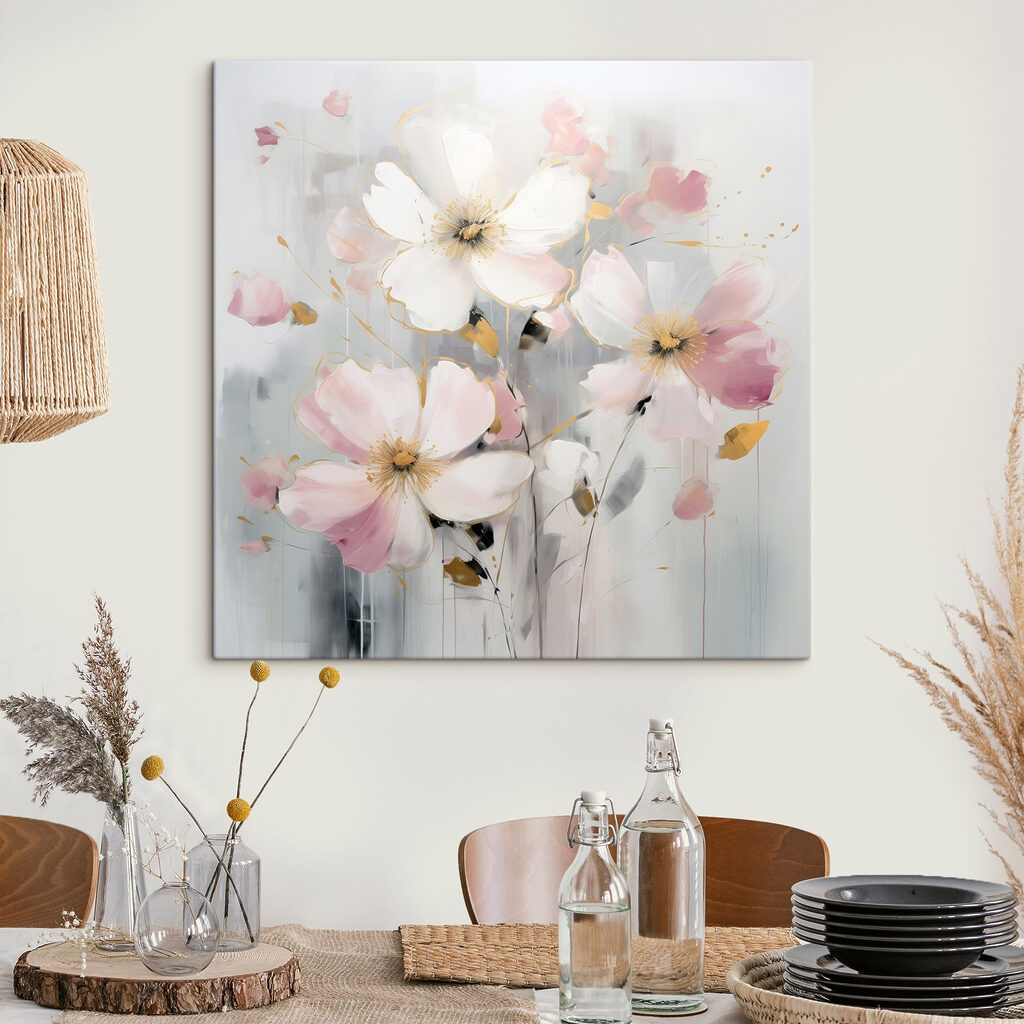 Witte bloemen met rozetinten — interieur 3
