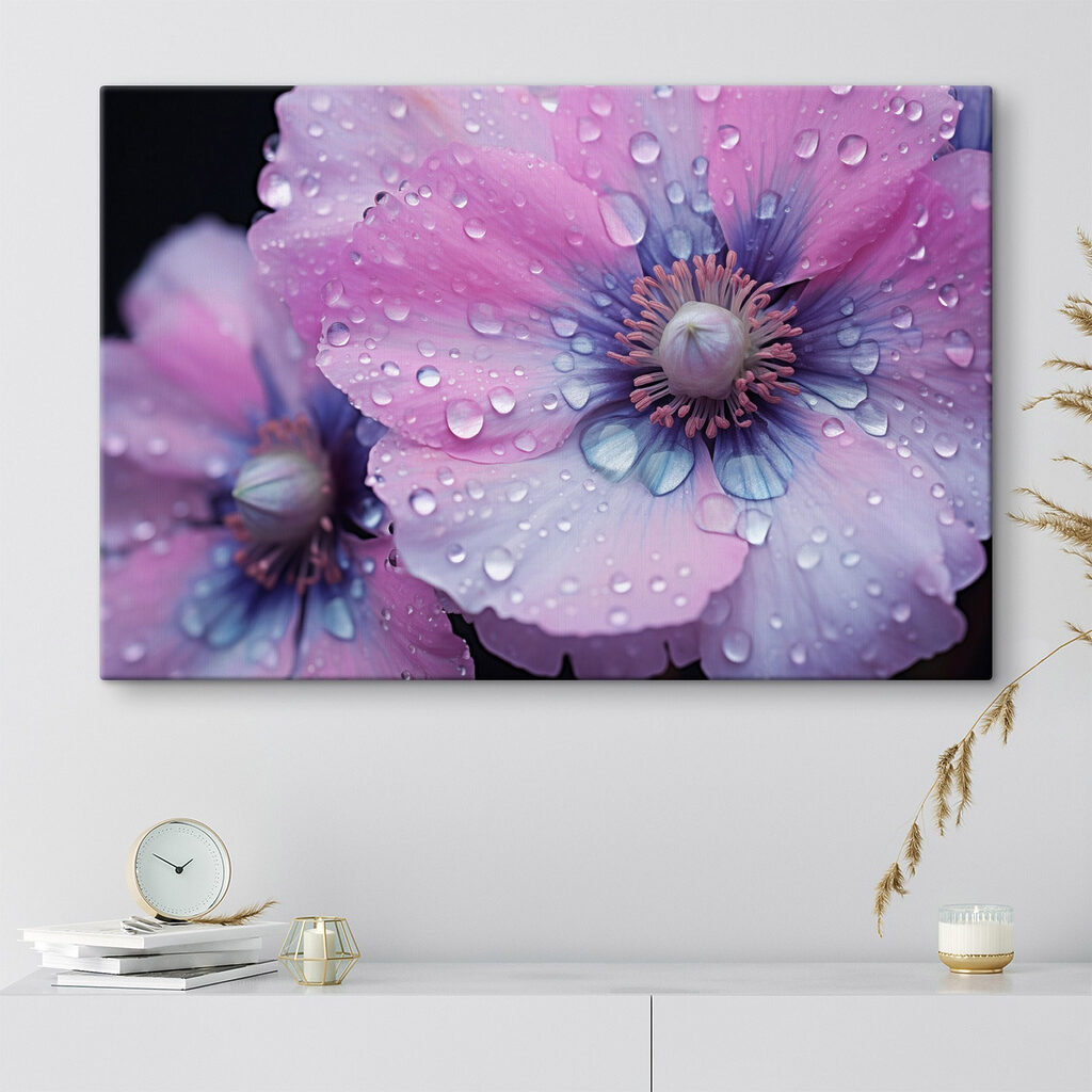 Roze bloem met waterdruppels — interieur 2