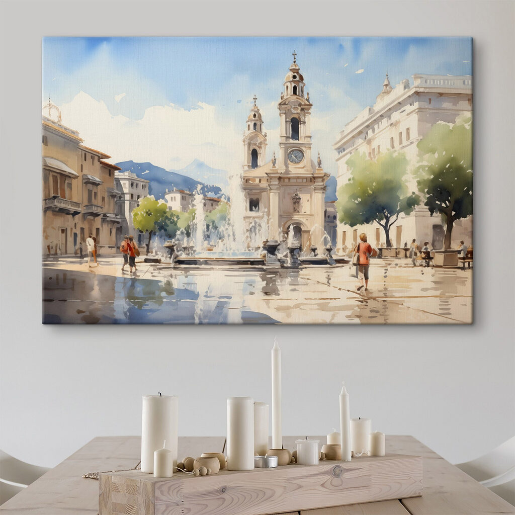 Zonnig plein met torens — interieur 1