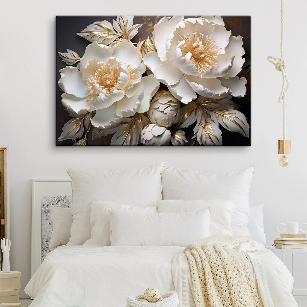 Roomwitte bloemen op donkergrijs — interieur 1