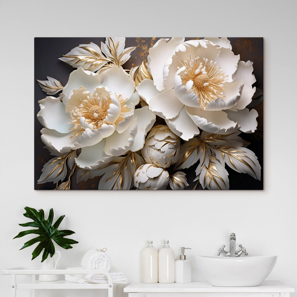 Roomwitte bloemen op donkergrijs — interieur 2