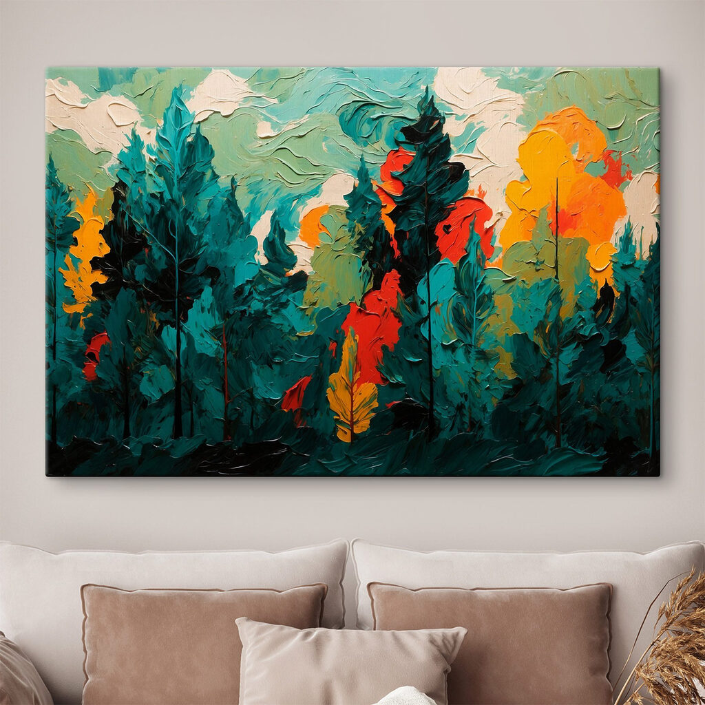 Donkere dennen in kleurvlakken — interieur 3