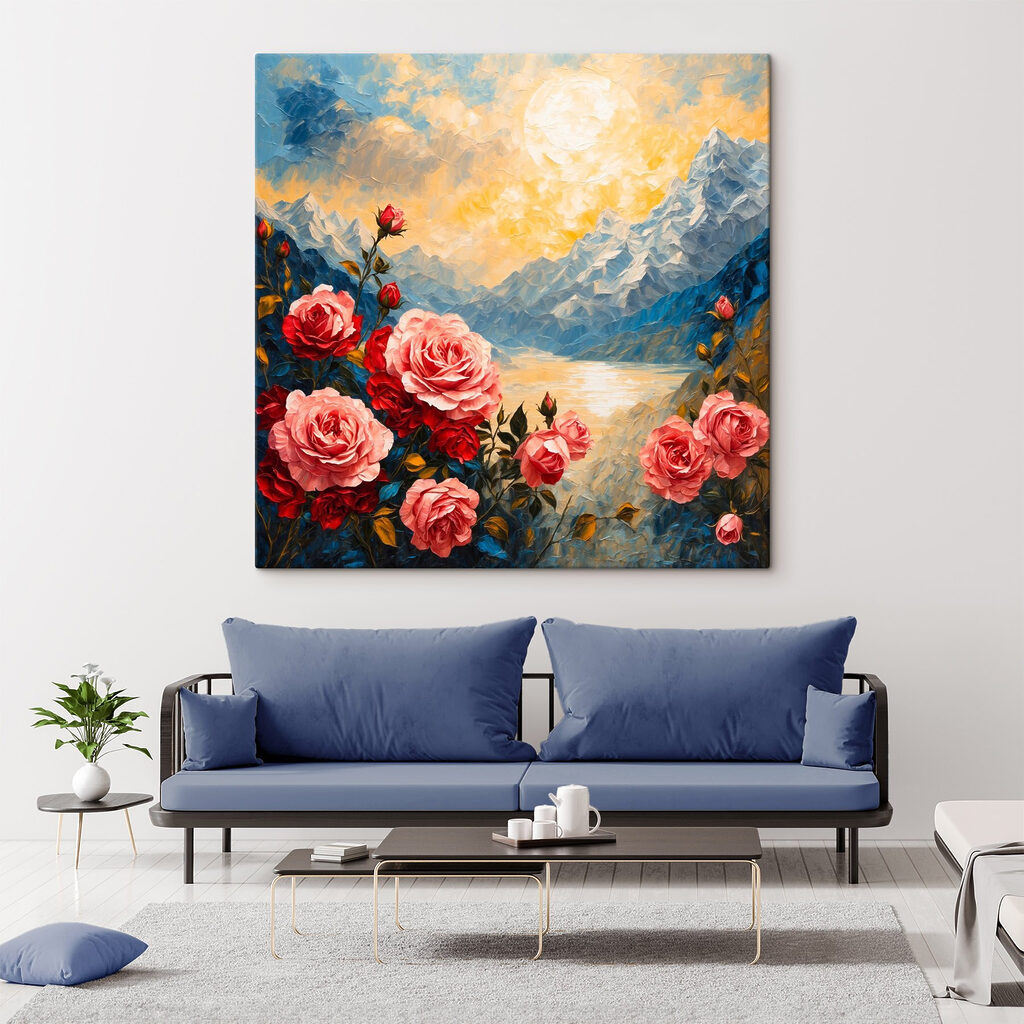 Rozen boven blauw bergmeer — interieur 2