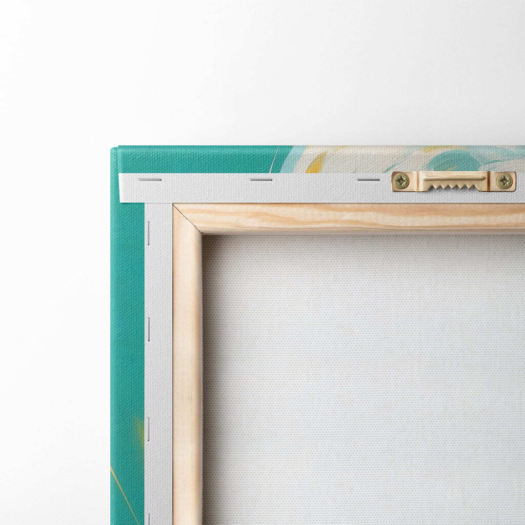 Zonnebril op turquoise portret — achterkant