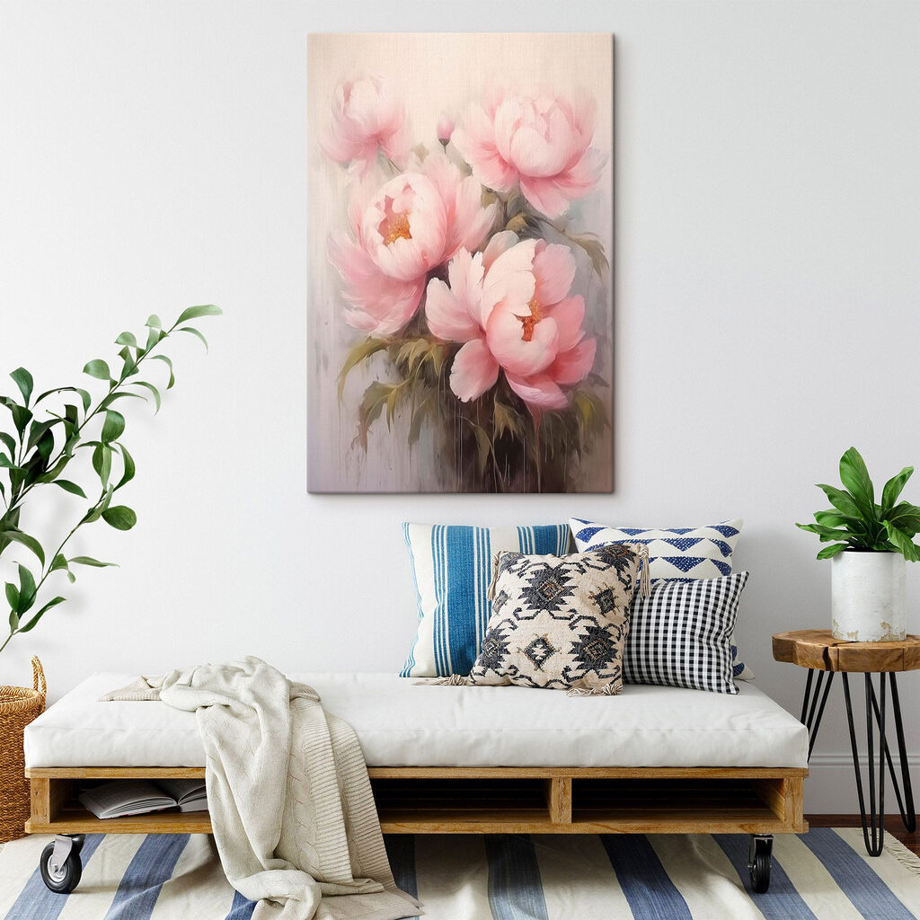 Zachte pioenen boven donkergroen — interieur 2