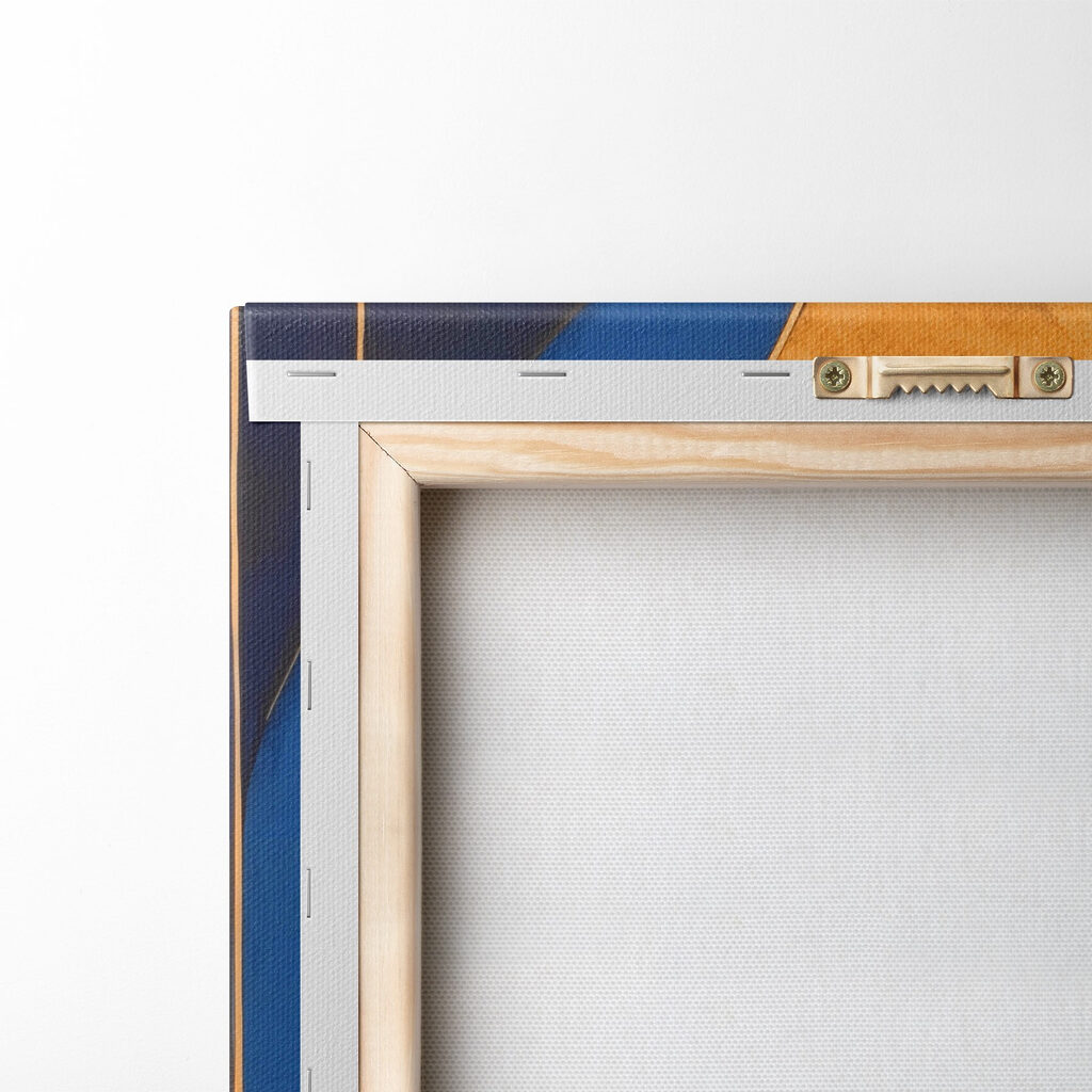 Blauw masker tussen goud — achterkant