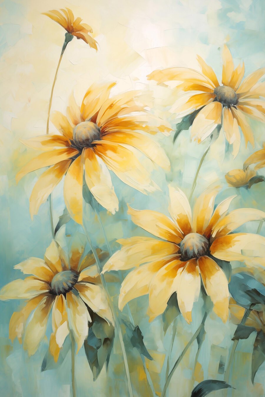 Gele bloemen in waterverf — volledig ontwerp