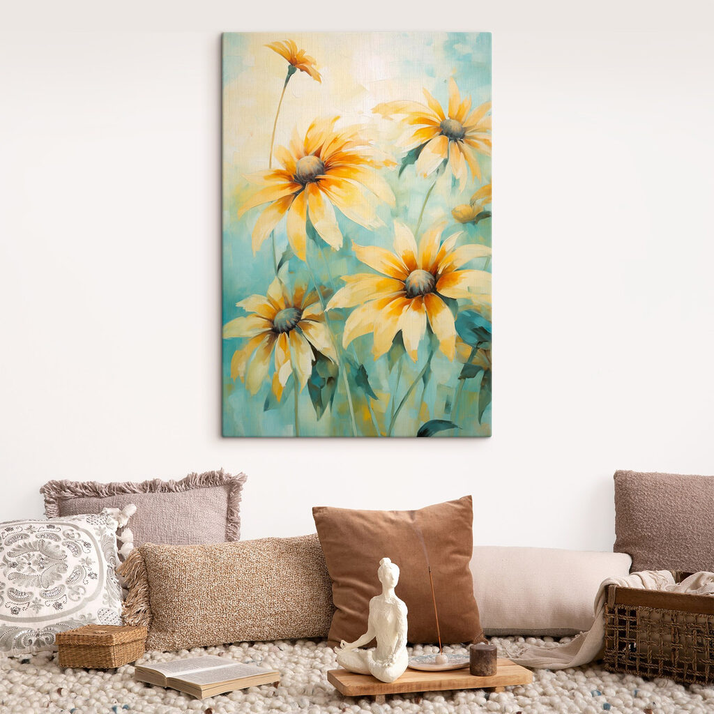 Gele bloemen in waterverf — interieur 1