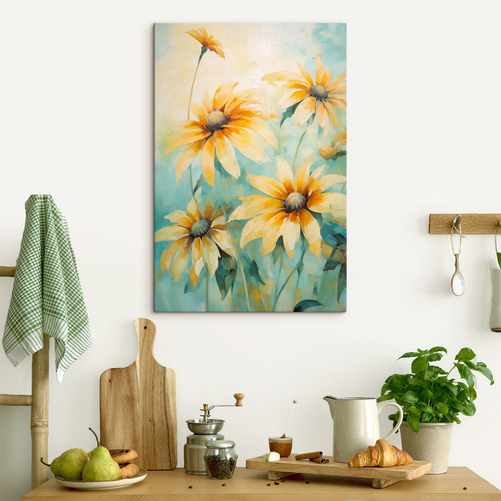 Gele bloemen in waterverf — interieur 2