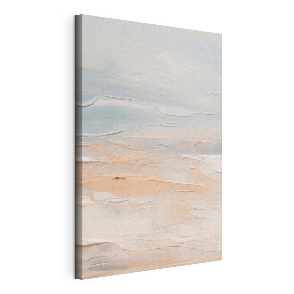 Witte en blauwe lucht met wolken, gespannen canvas met doorlopende rand
