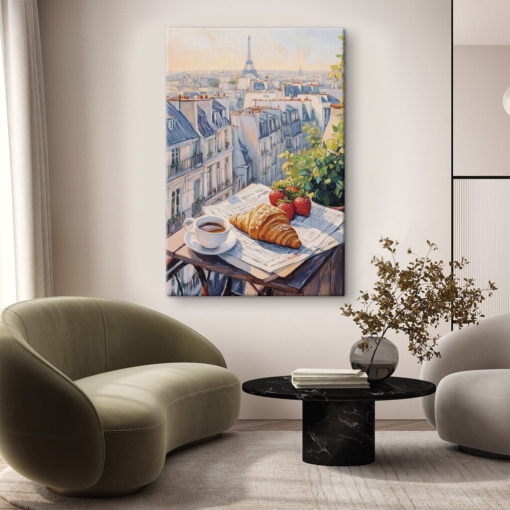 Ochtend boven Parijs in een interieur