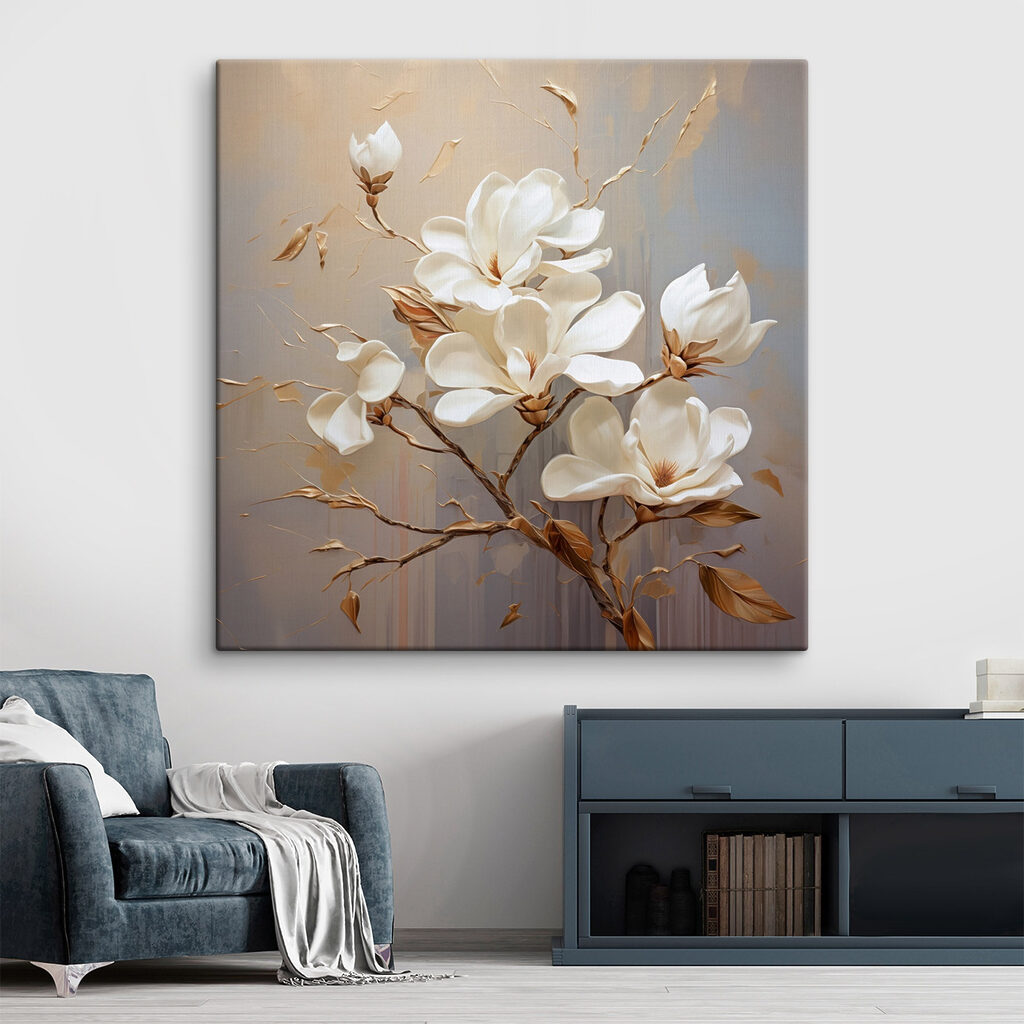 Witte magnolia op takken — interieur 1