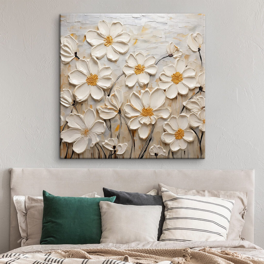 Witte bloemen met lijnstelen — interieur 3