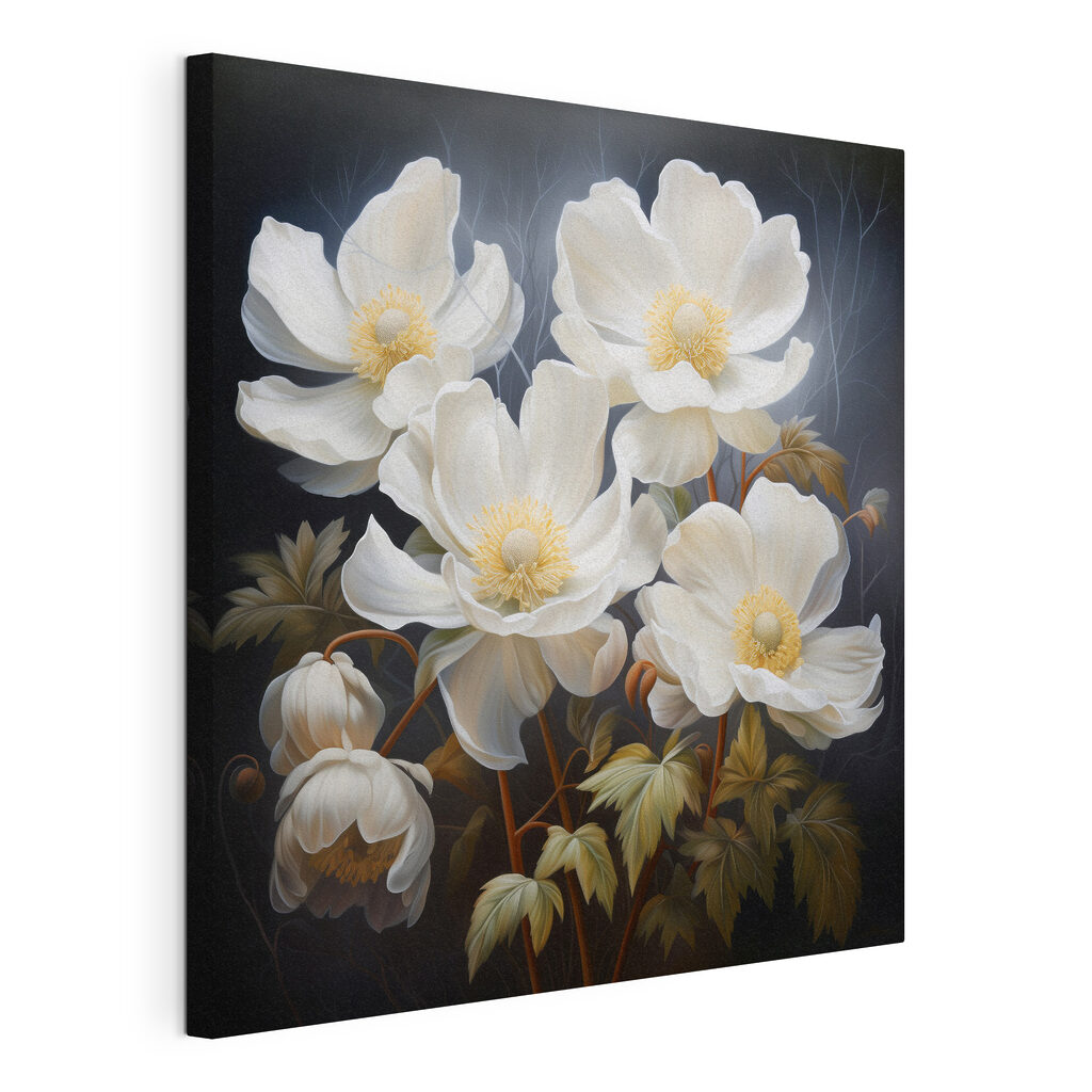 Witte bloemen boven nachtblauw — productweergave