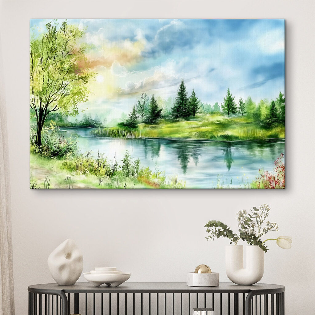 Groene oever onder zomerwolken — interieur 2