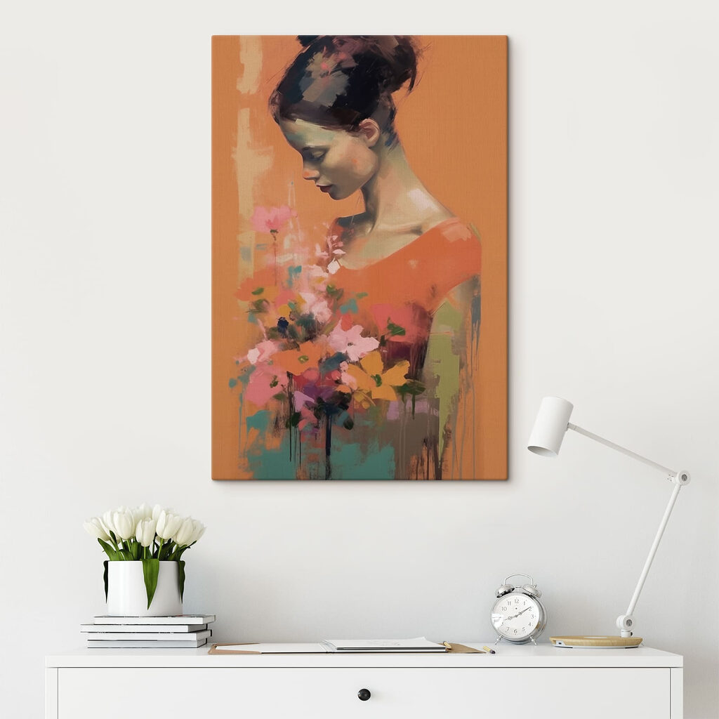 Oranje jurk met bloemen — interieur 2