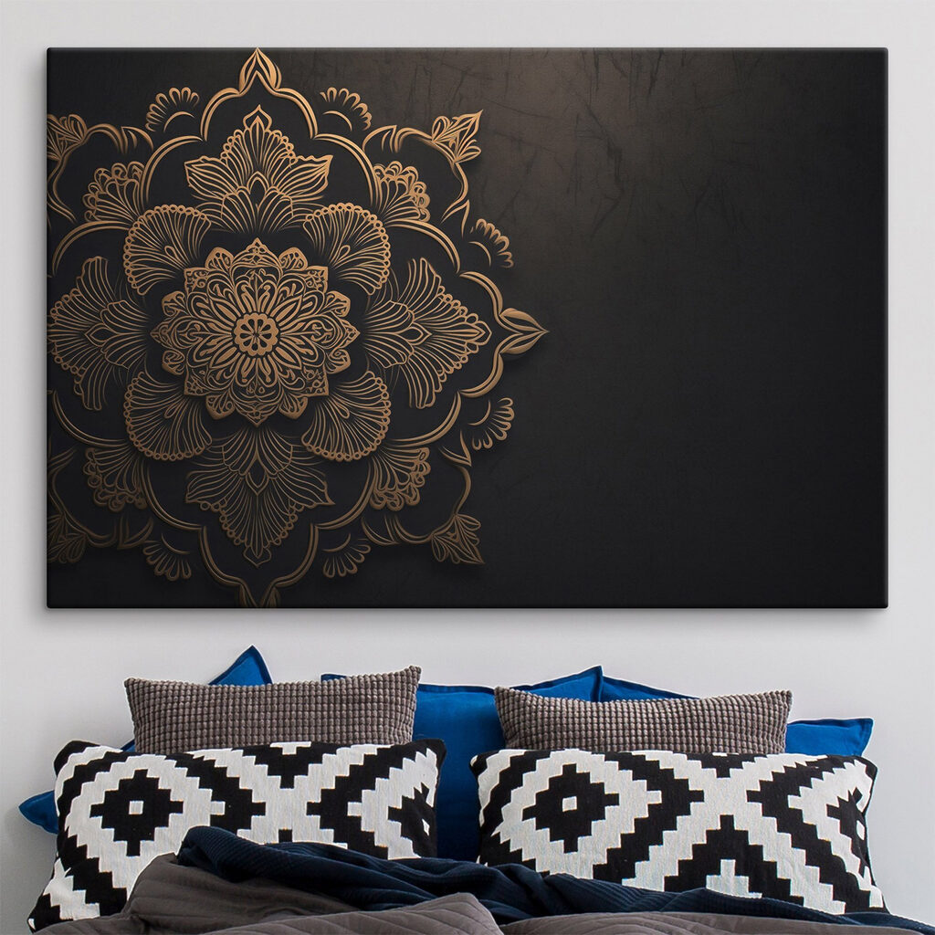 Gouden mandala op zwart — interieur 1