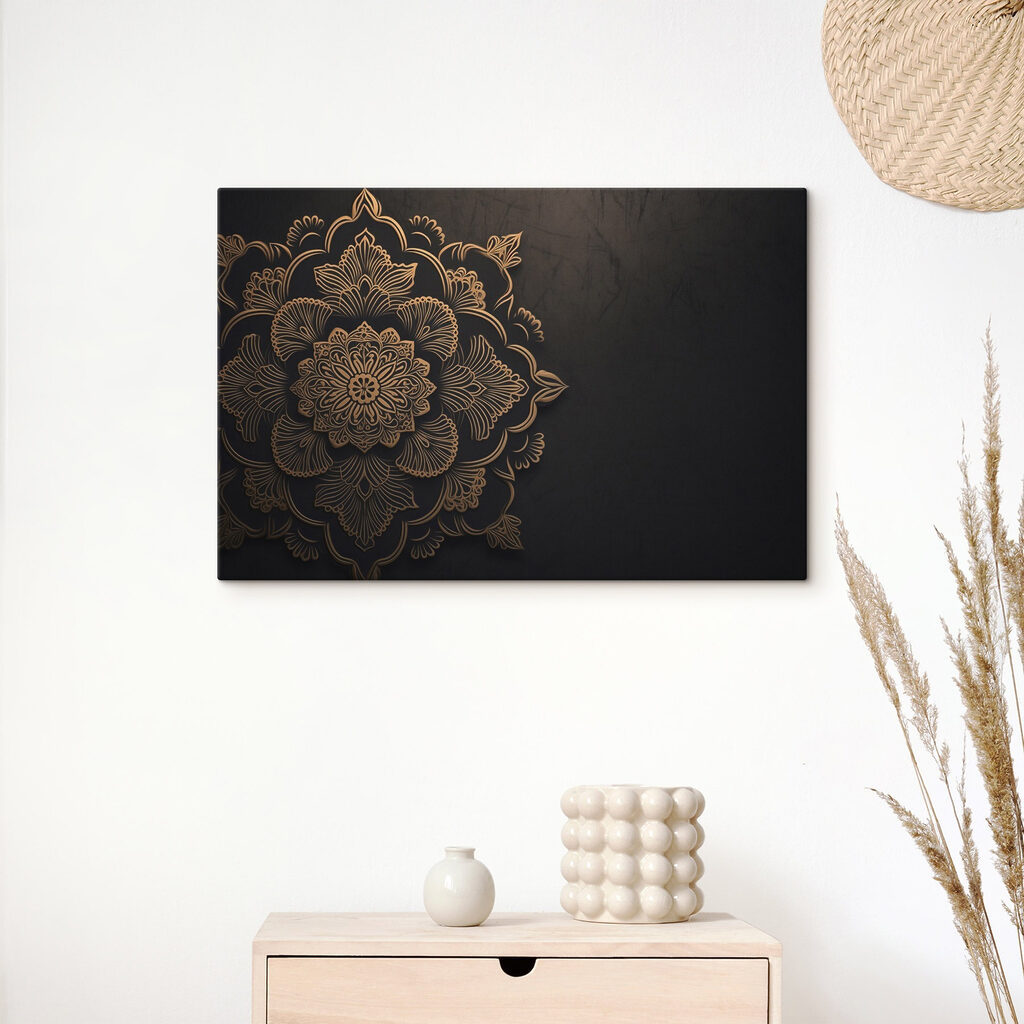 Gouden mandala op zwart — interieur 2