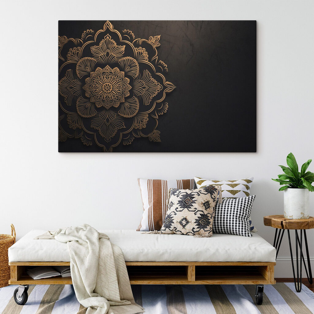 Gouden mandala op zwart — interieur 3