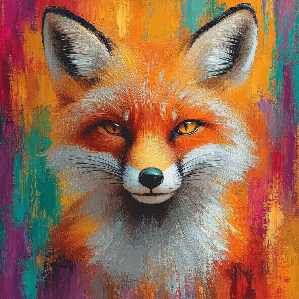 Vos in felle kleurstrepen — volledig ontwerp