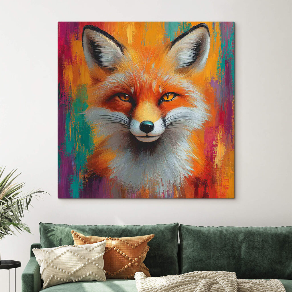Schilderij van een vos in een interieur