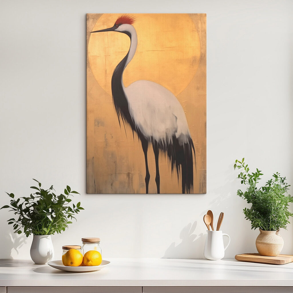 Kraanvogel op gouden achtergrond — interieur 2
