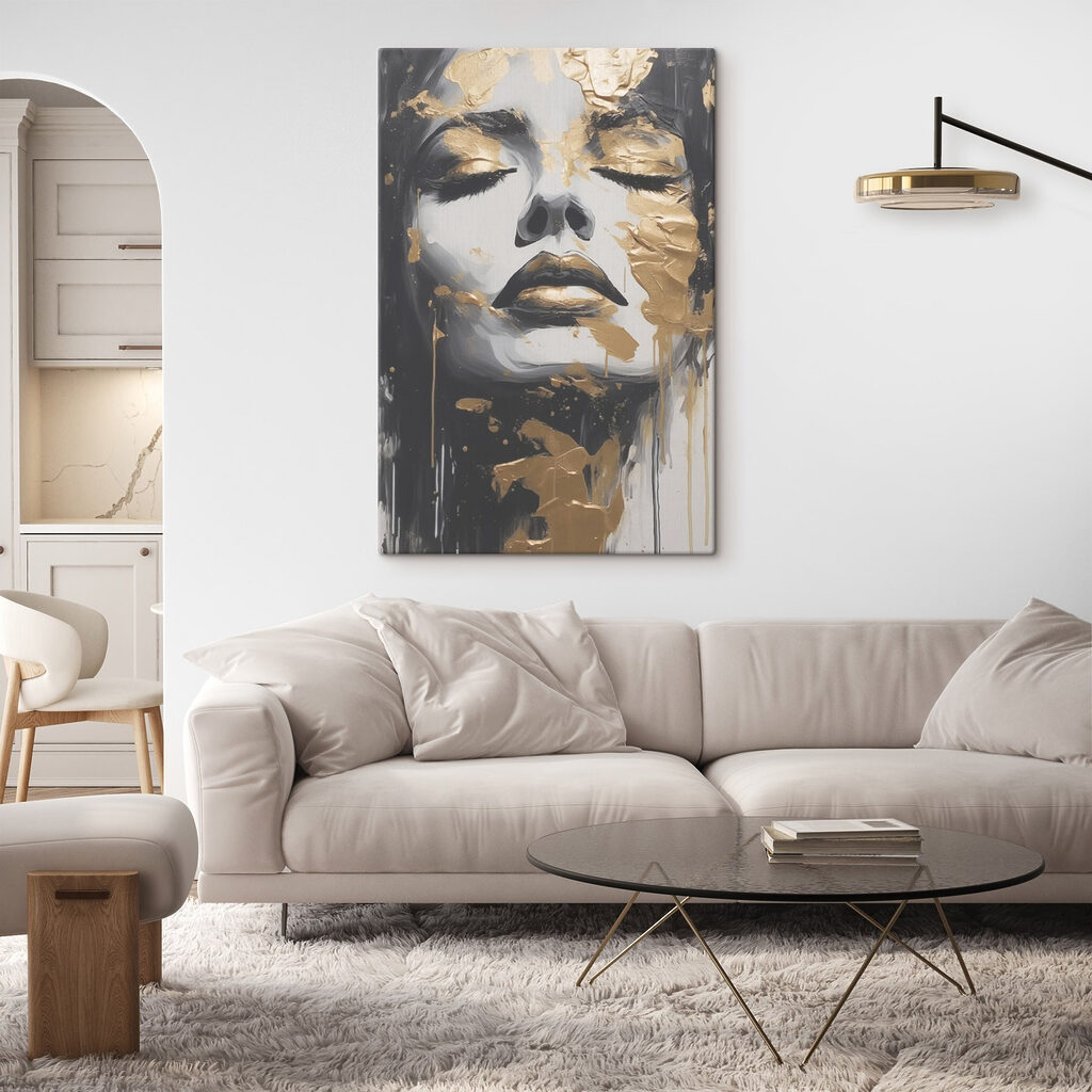 Gesloten ogen onder goudtoetsen — interieur 1