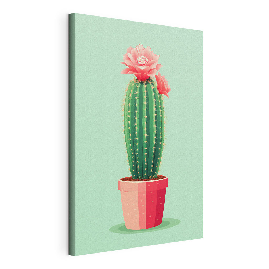 Bloemencactus in roze pot — productweergave