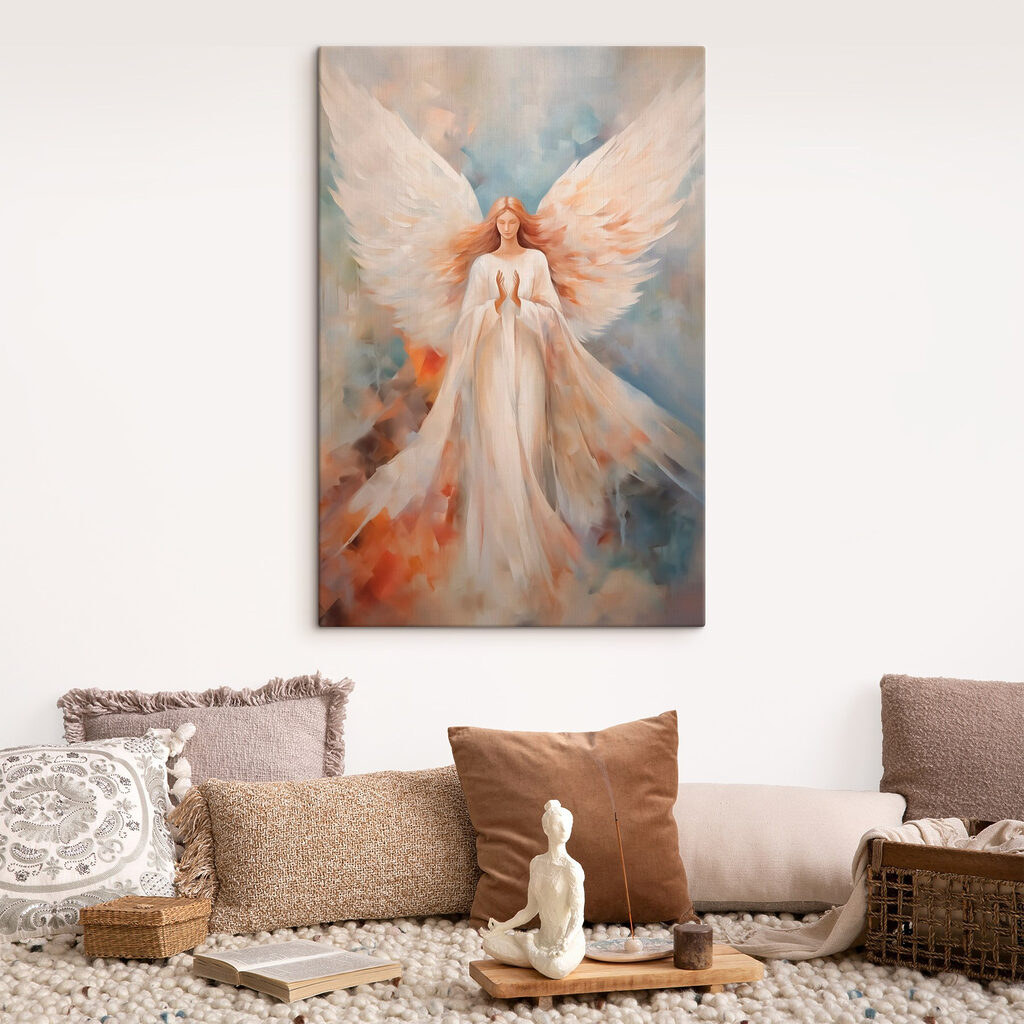 Engel in zachtblauwe lichtstreken — interieur 2