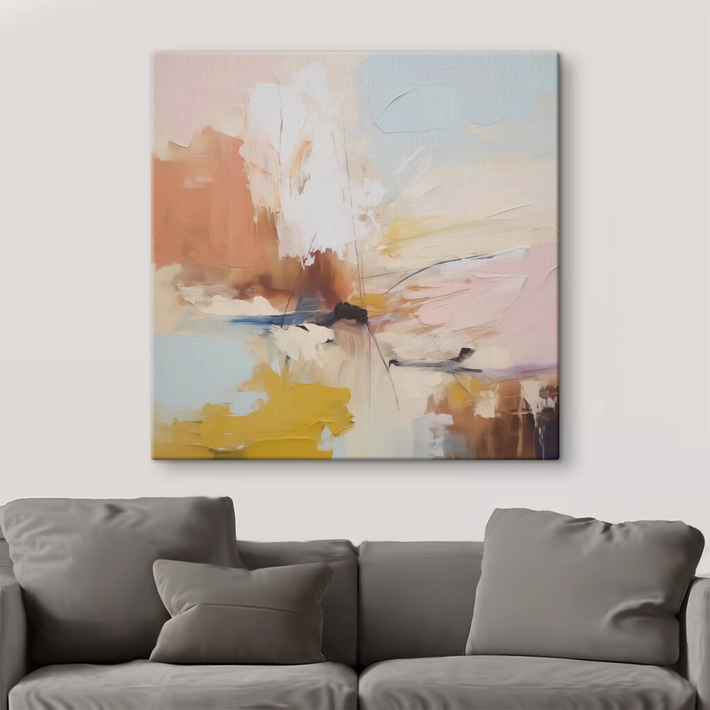 Perzikvlakken met blauwe lijnsporen — interieur 2