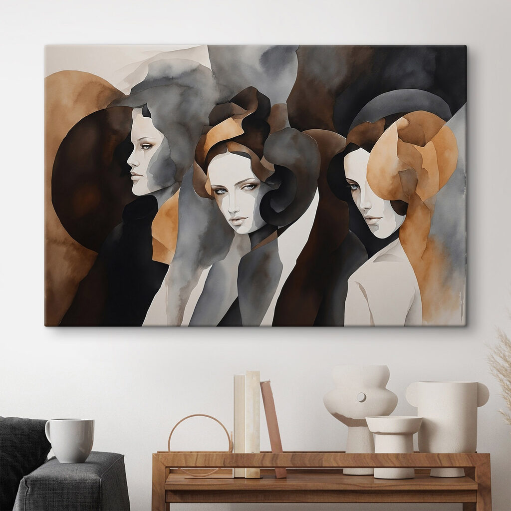 Drie vrouwen tussen aardevormen — interieur 2