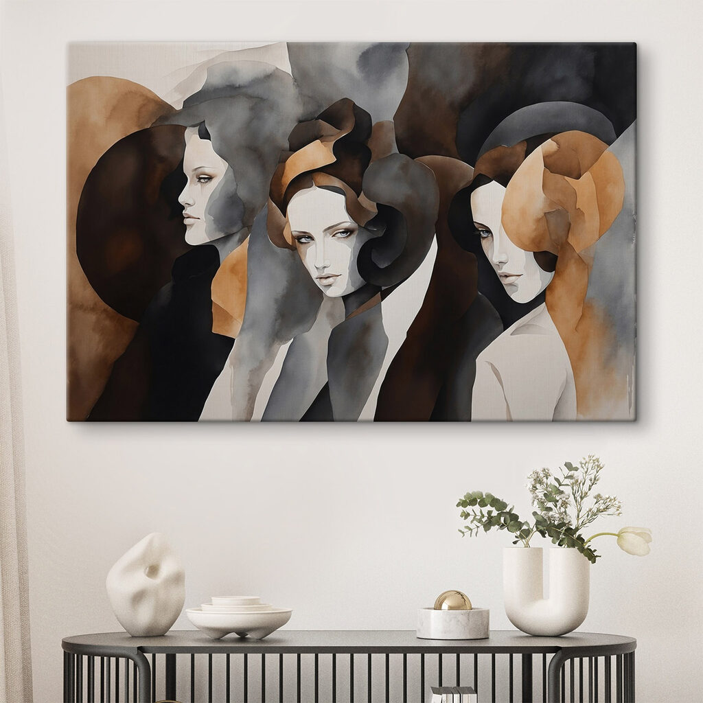 Drie vrouwen tussen aardevormen — interieur 1