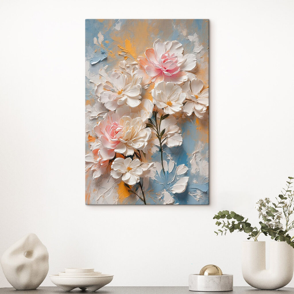 Roze bloei tussen ijsblauw — interieur 2