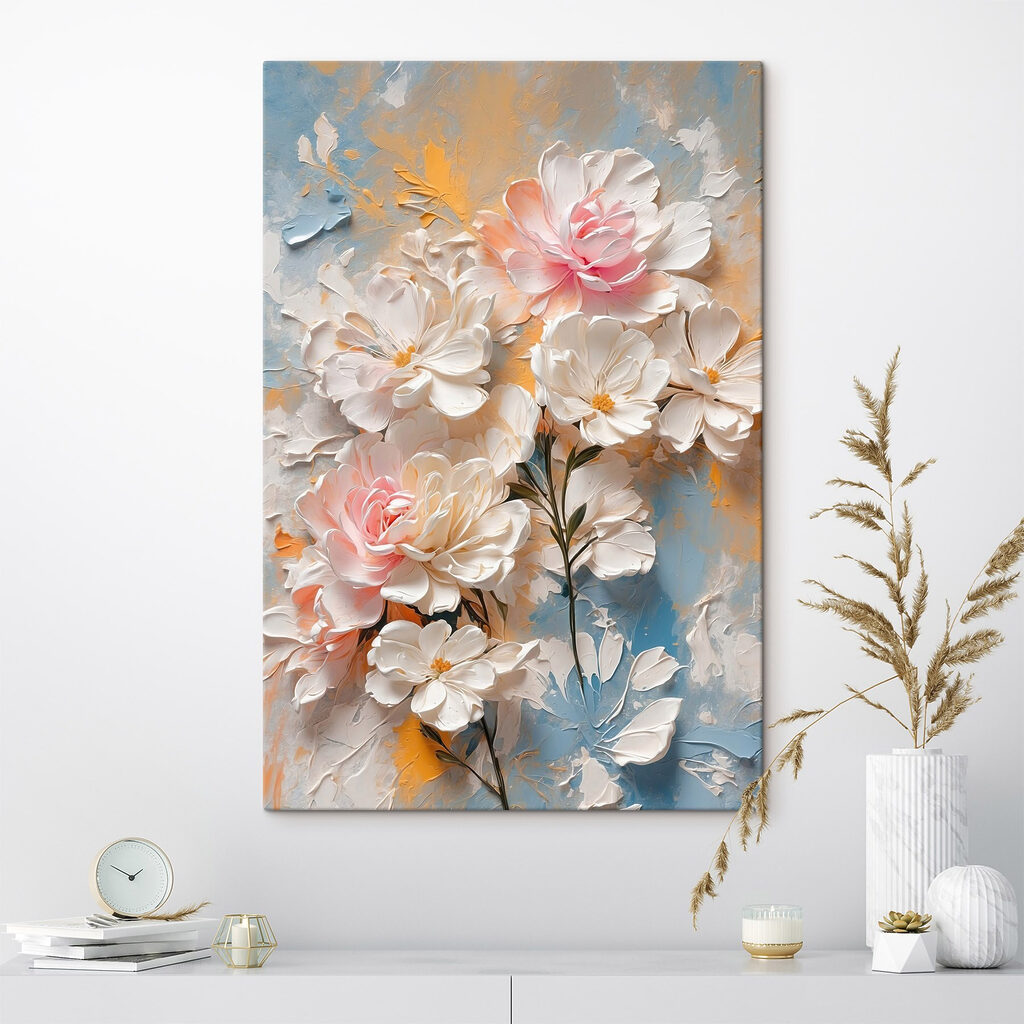 Roze bloei tussen ijsblauw — interieur 1