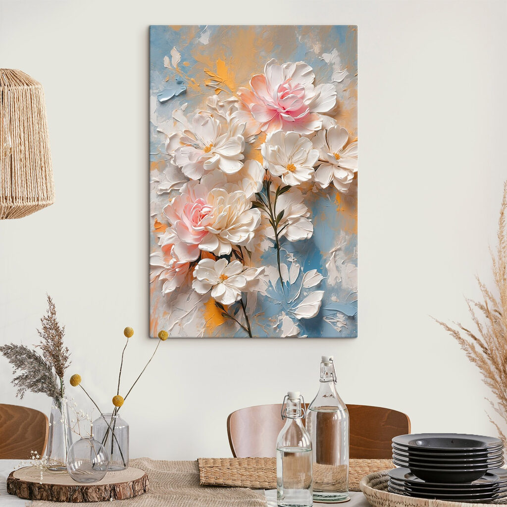 Roze bloei tussen ijsblauw — interieur 3