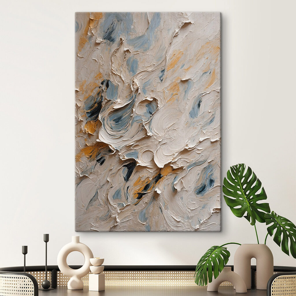 Grijsblauwe streken met oker — interieur 2