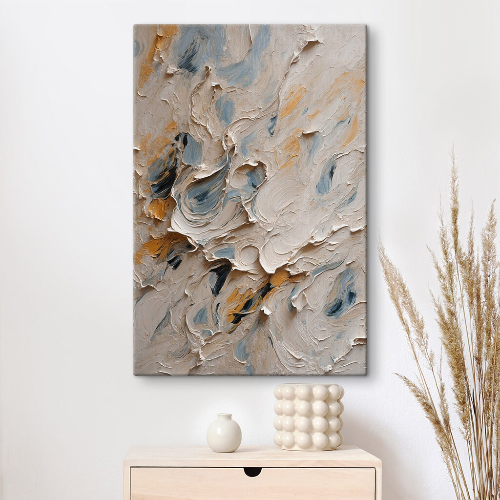 Grijsblauwe streken met oker — interieur 1