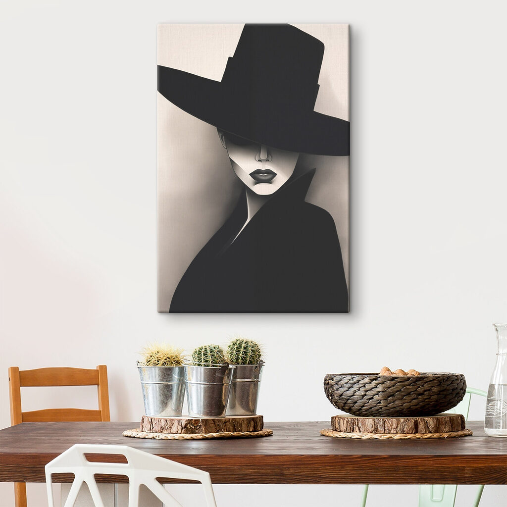Vrouw onder zwarte hoed — interieur 1