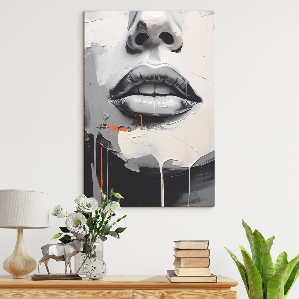 Donkere lippen in grijs — interieur 1