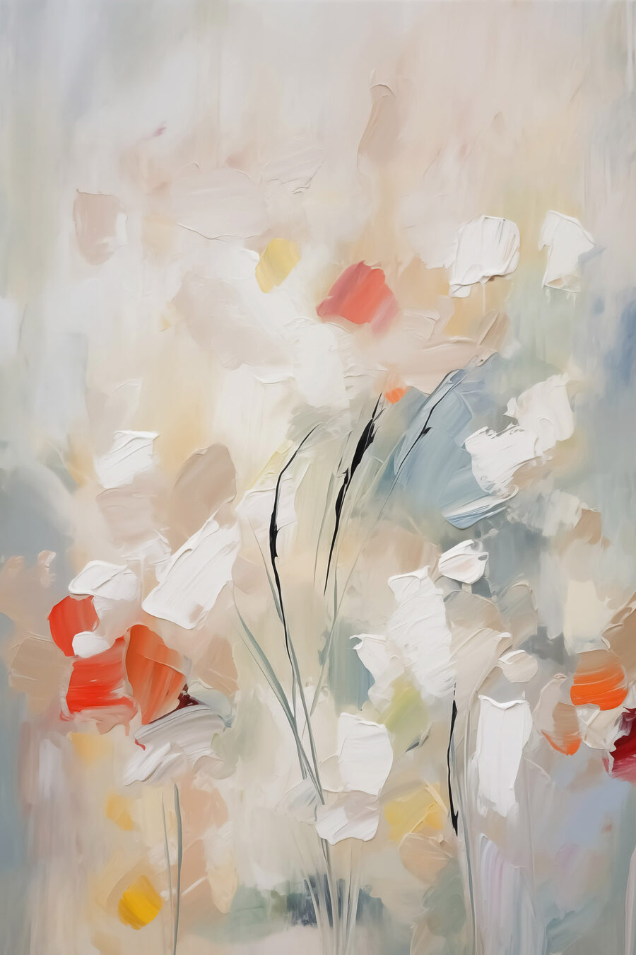 Bloemen in bleke verftoetsen — volledig ontwerp