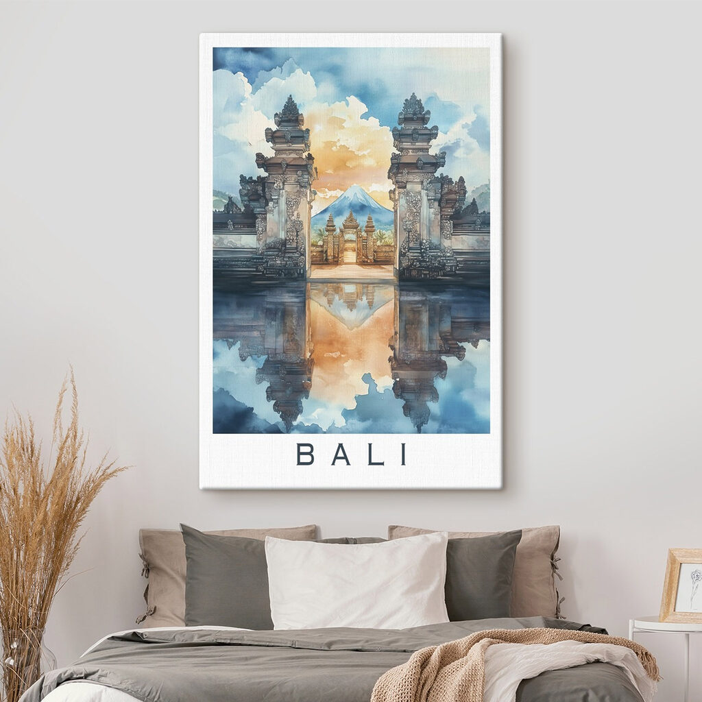 Balipoort in blauwe aquarel — interieur 1