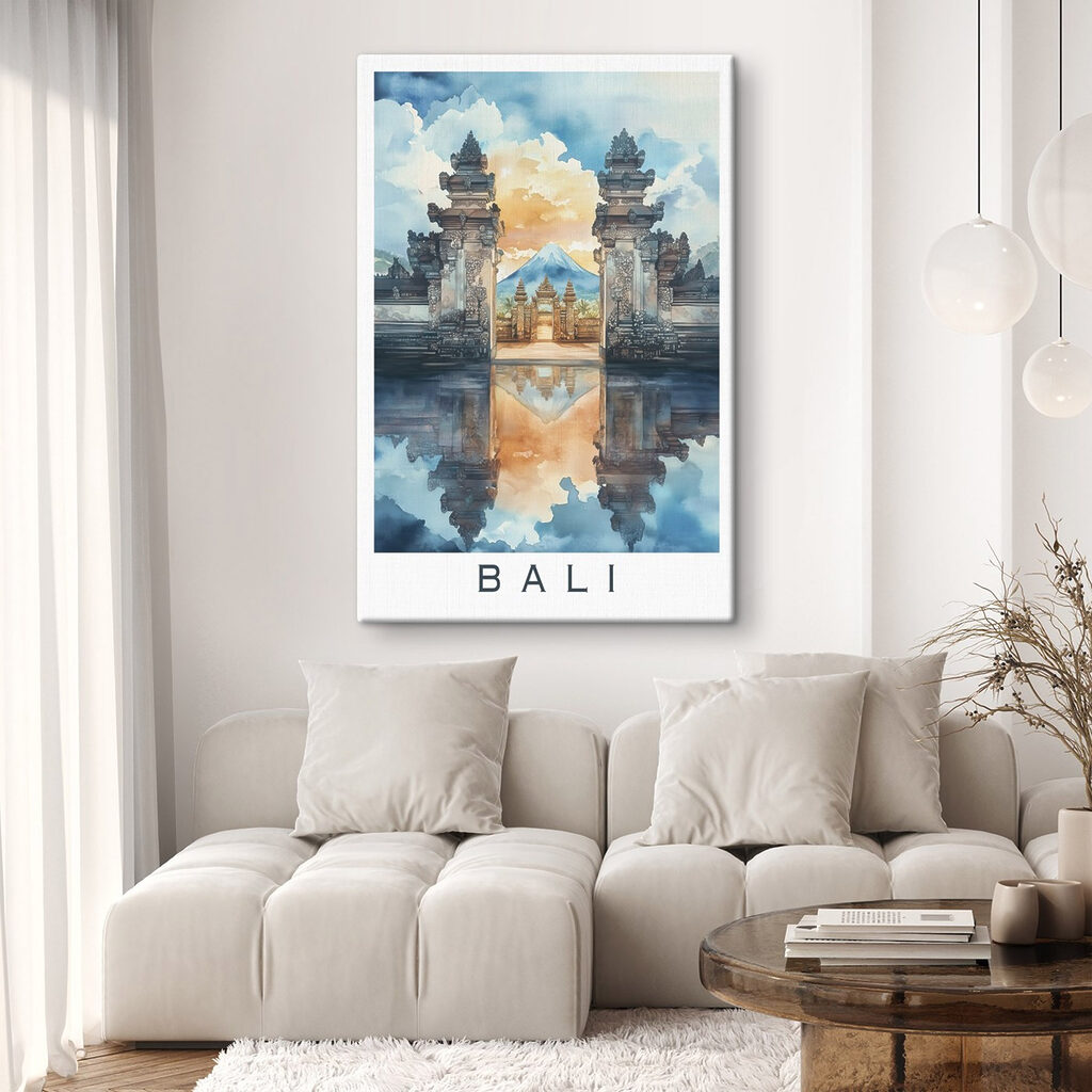 Balipoort in blauwe aquarel — interieur 2