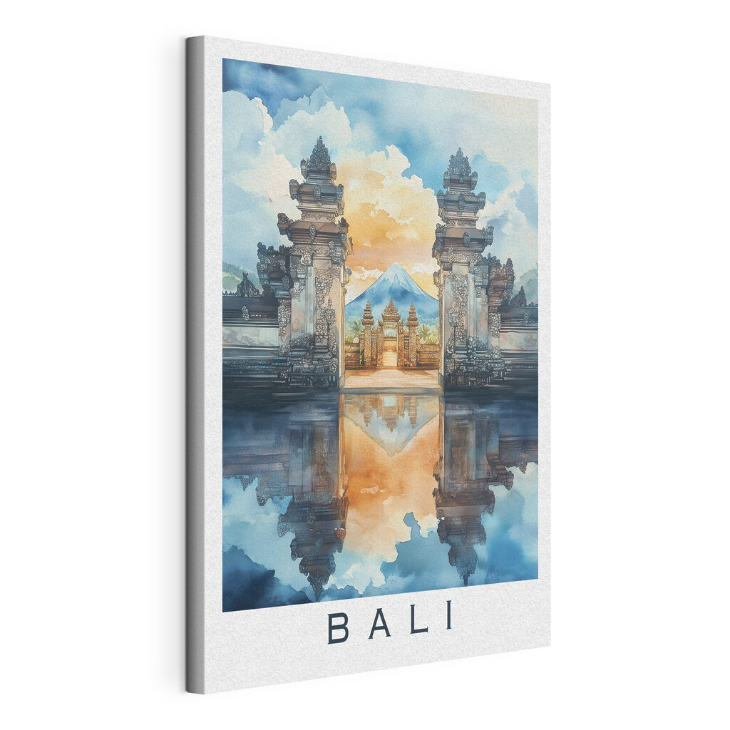 Balipoort in blauwe aquarel — productweergave