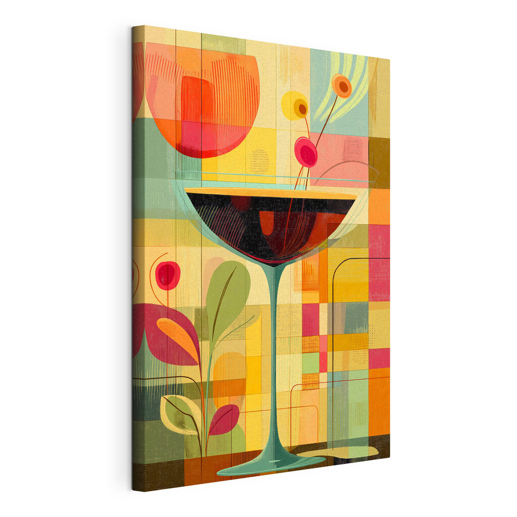 Wijnglas in kleurige geometrie — productweergave