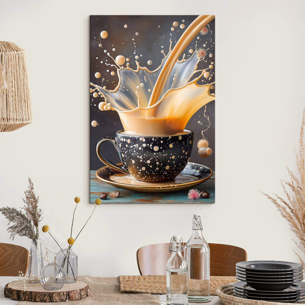 Melk spat uit koffiekop — interieur 2