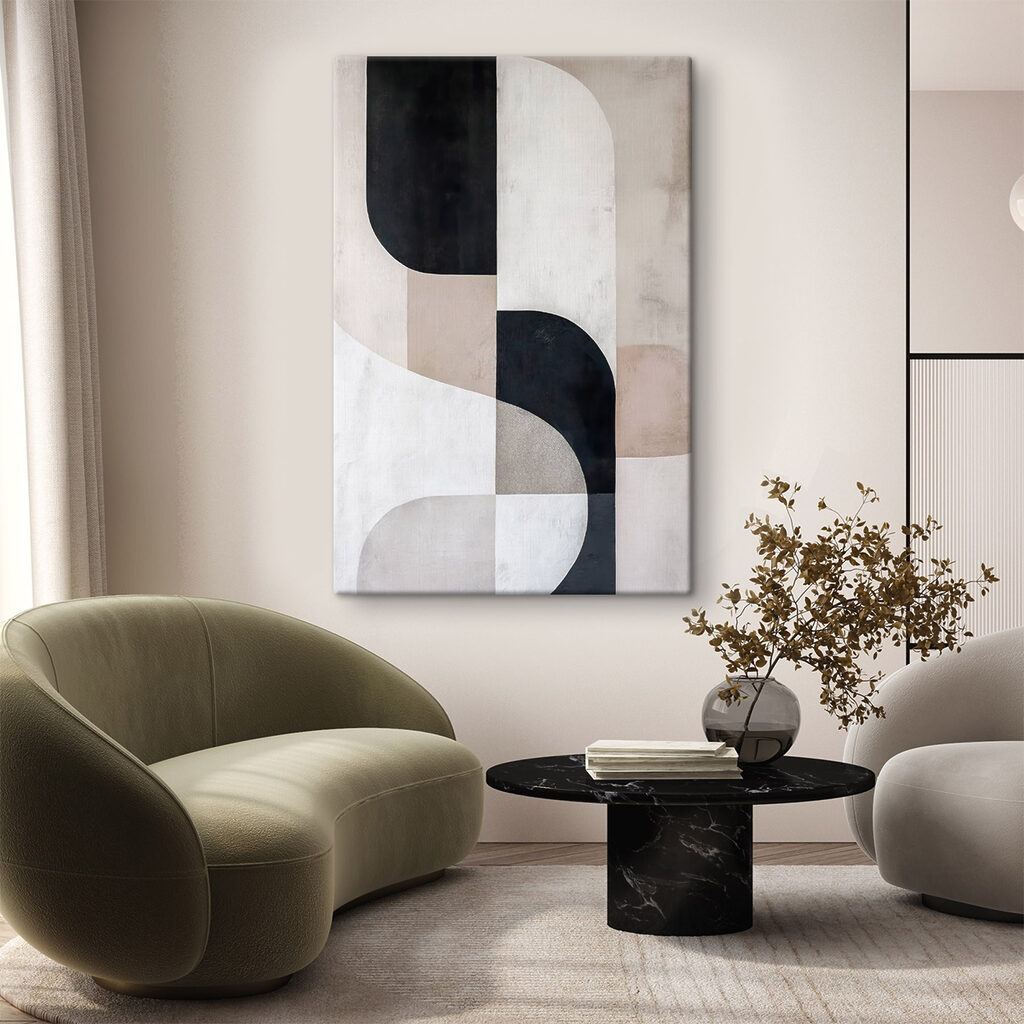 Zwarte rondingen tussen zandvlakken — interieur 2