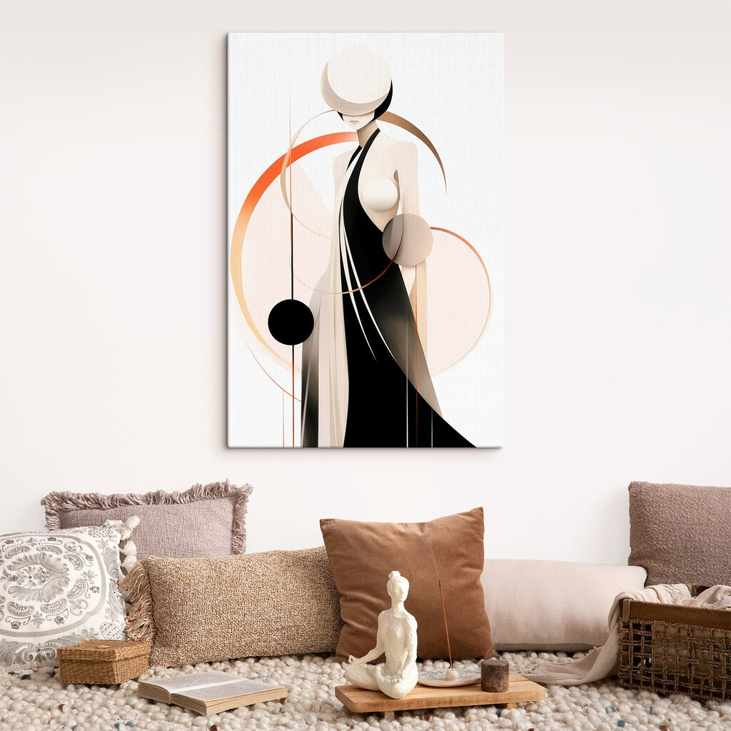 Lange vrouw tussen cirkelbogen — interieur 2