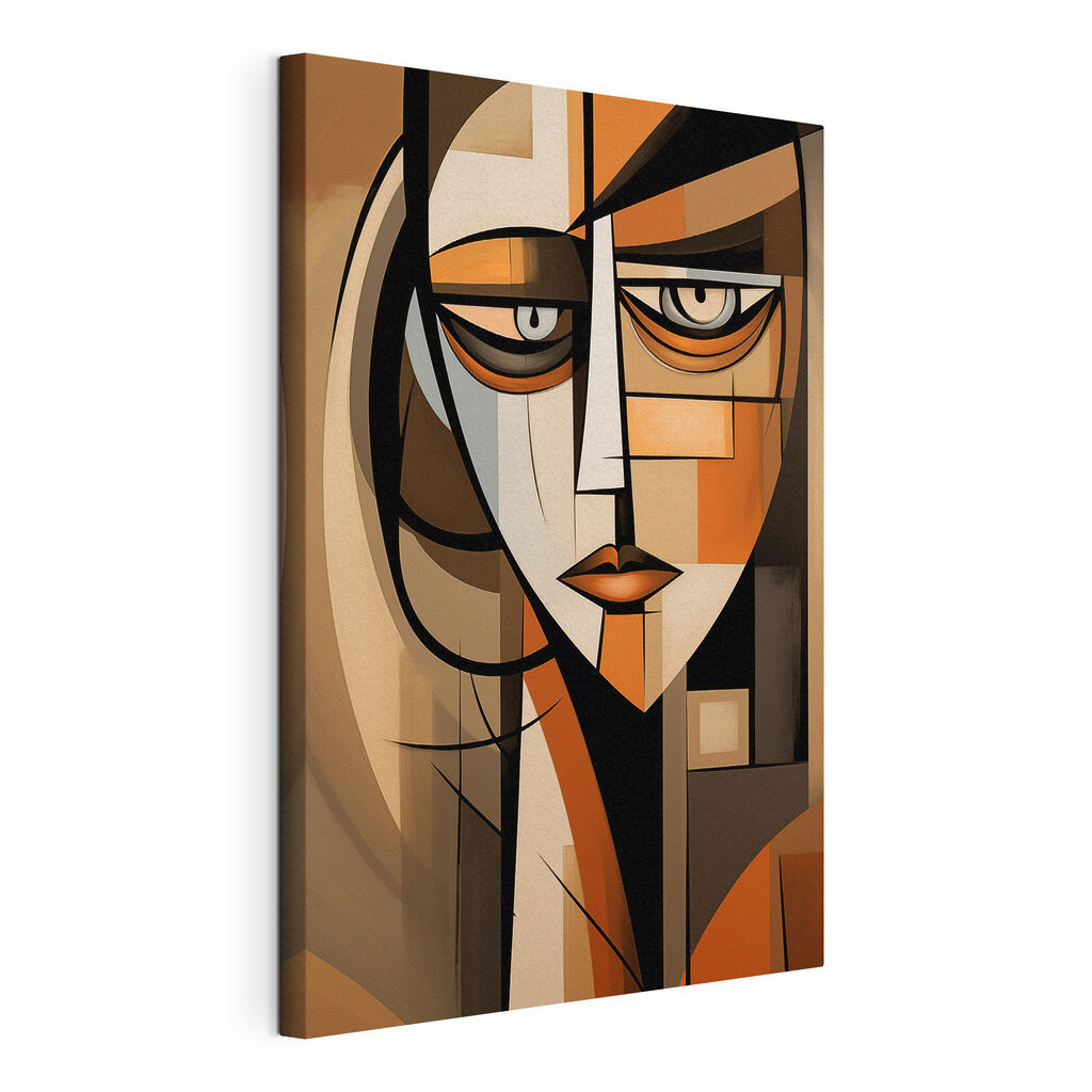 Schilderij van een vrouw’s gezicht, gespannen canvas met doorlopende rand